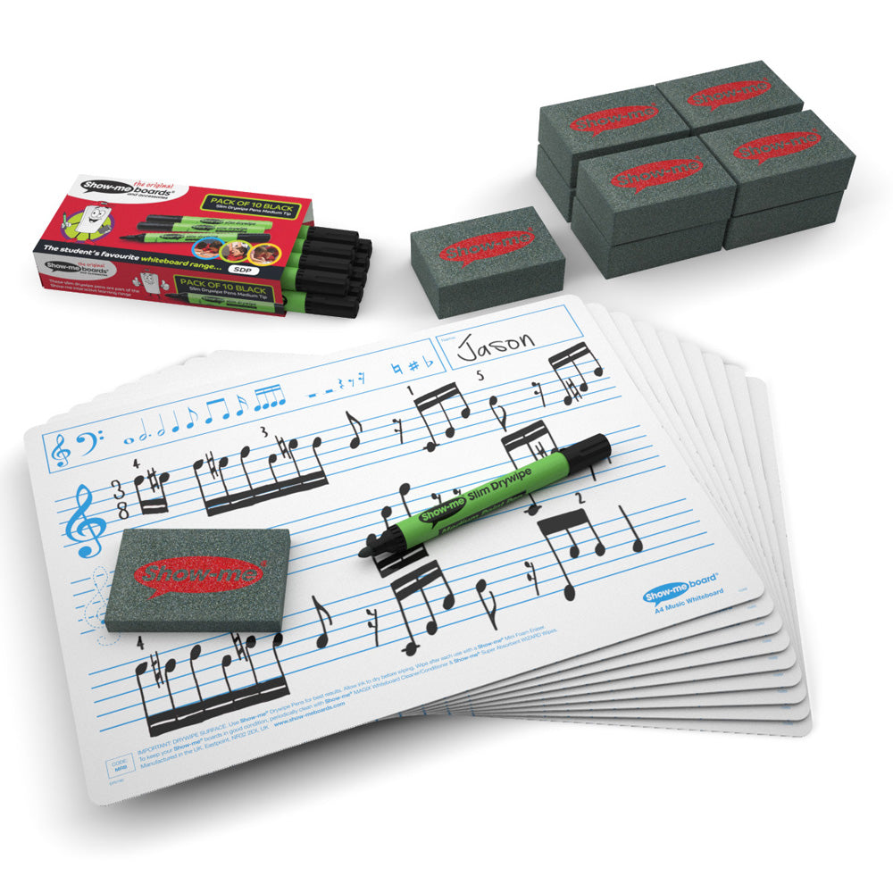 Show-me A4 Music Ruled Drywipe Lapboards