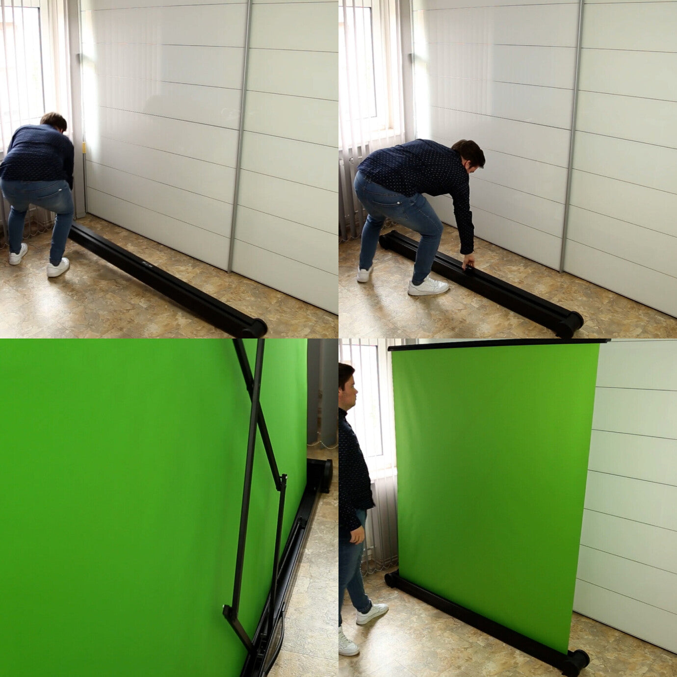 Celexon 1.5m Mobile Chroma Key Green Screen Portable Pull-Up Floor Screen