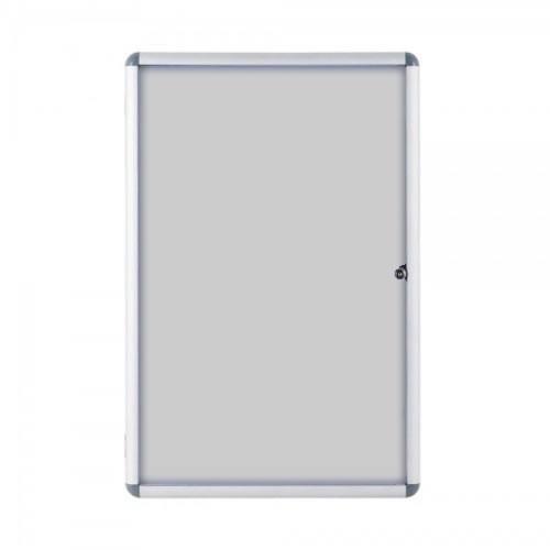 Economy Felt Lockable Tamperproof Noticeboard - Silver Grey