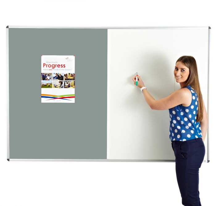 Combination noticeboard - Pinable Felt/ Whiteboard GREY