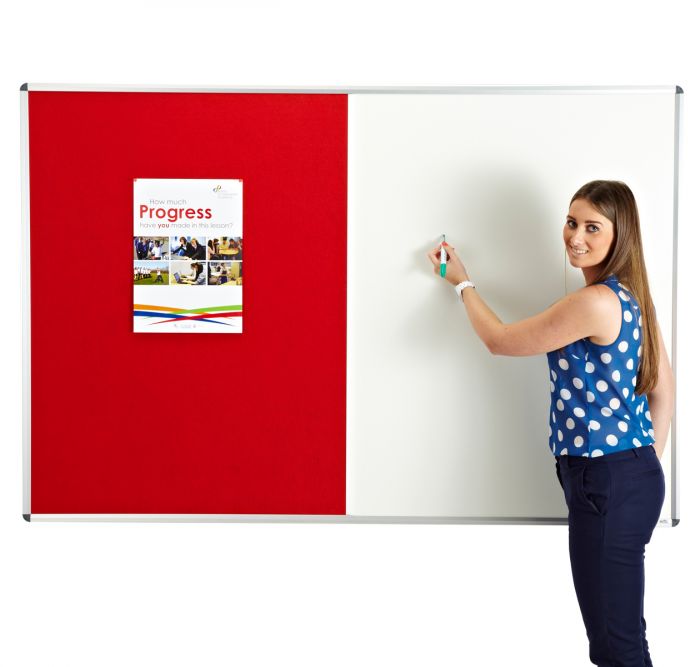 Combination noticeboard - Pinable Felt/ Whiteboard RED