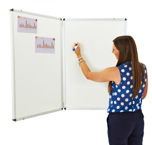Winged Whiteboard 900x600mm Magnetic Right hand fixed