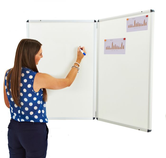 Winged Whiteboard 900x600mm Magnetic Left Hand Fixed